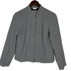 Talbots Black White Check Gingham Zip Jacket Sz 2P Petite Preppy Academia Office